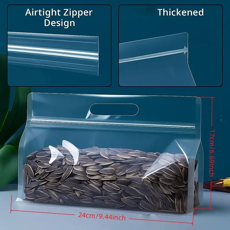 50'li Şeffaf PET/PE Ayakta Saklama Poşetleri Kilitli Fermuarlı - MAKKA