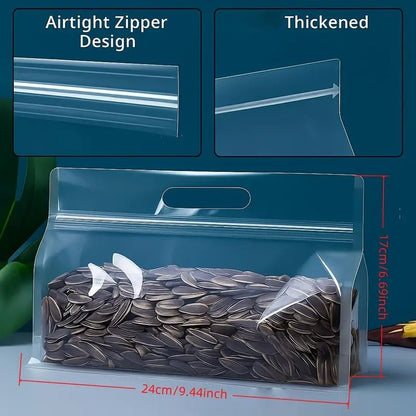 50'li Şeffaf PET/PE Ayakta Saklama Poşetleri Kilitli Fermuarlı - MAKKA