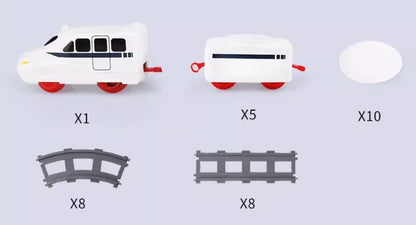 56 Parça 5 Bölmeli Deluxe Çocuk Tren Şeklinde Yemek Tabağı, BPA'sız, Kaymaz - MAKKA