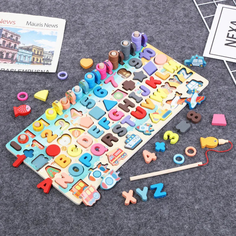 Montessori Ahşap Eğitici Oyuncak - Sayı Şekil Eşleştirme Seti - MAKKA