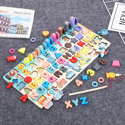 Montessori Ahşap Eğitici Oyuncak - Sayı Şekil Eşleştirme Seti - MAKKA