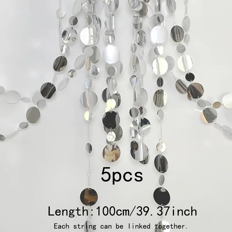 5'li 1 Metre Ayna Pullu Şeritler Parti Düğün Ev Dekoru - MAKKA