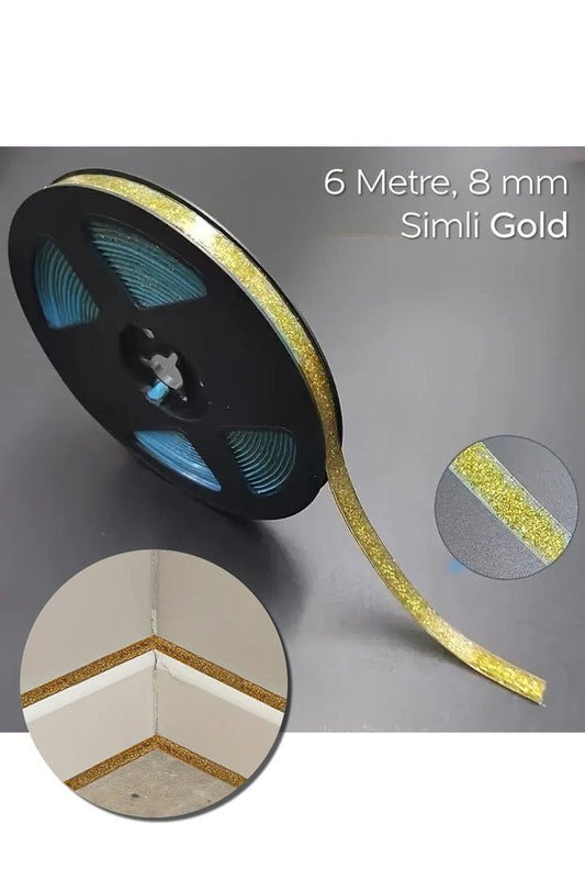 6 Metre Yapışkanlı Derz Bandı Mutfak Fayans Lavabo Gold - MAKKA