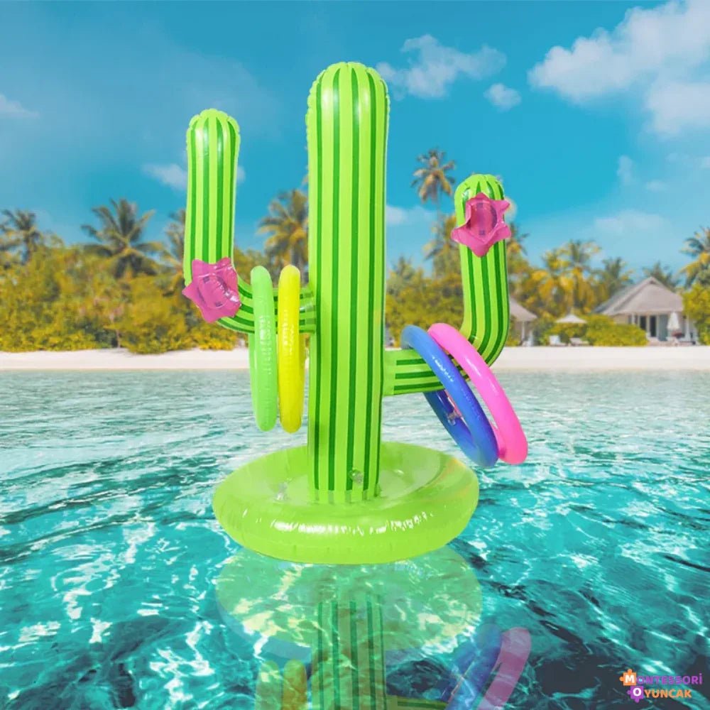 62 cm Şişme Kaktüs Halka Geçirme Oyuncağı Renkli Parti - MAKKA