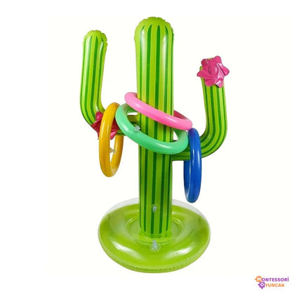 62 cm Şişme Kaktüs Halka Geçirme Oyuncağı Renkli Parti - MAKKA