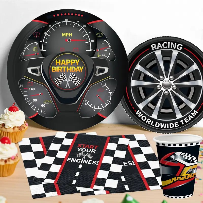 66 Parça Yarış Temalı Doğum Günü Parti Seti Sofra Takımı - MAKKA