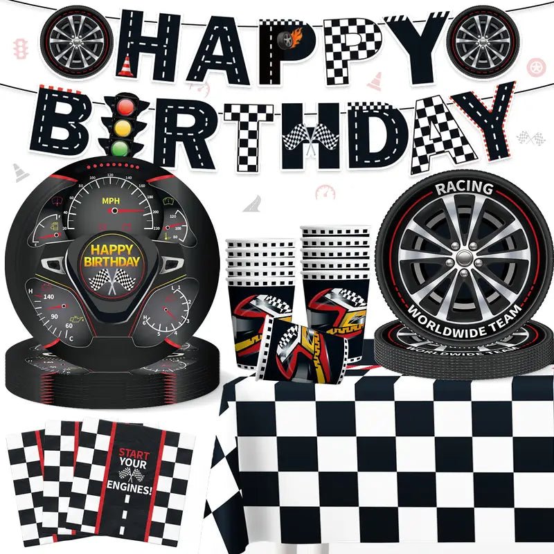 66 Parça Yarış Temalı Doğum Günü Parti Seti Sofra Takımı - MAKKA