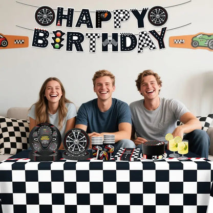 66 Parça Yarış Temalı Doğum Günü Parti Seti Sofra Takımı - MAKKA