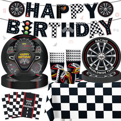 66 Parça Yarış Temalı Doğum Günü Parti Seti Sofra Takımı - MAKKA