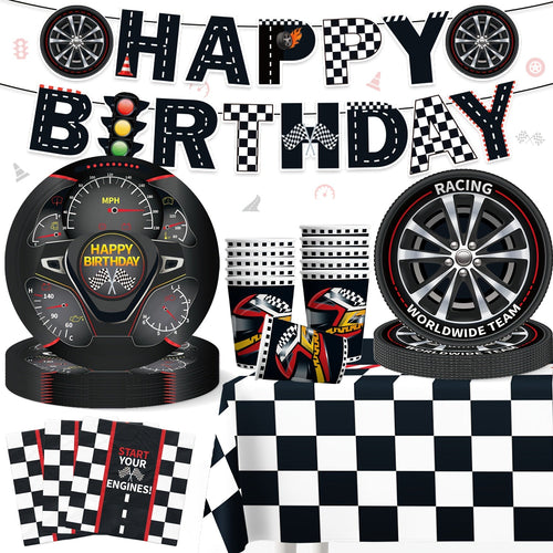 66 Parça Yarış Temalı Doğum Günü Parti Seti Sofra Takımı - MAKKA