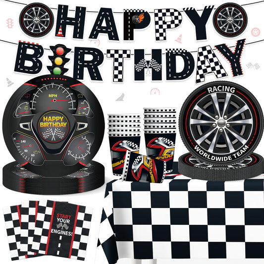 66 Parça Yarış Temalı Doğum Günü Parti Seti Sofra Takımı - MAKKA