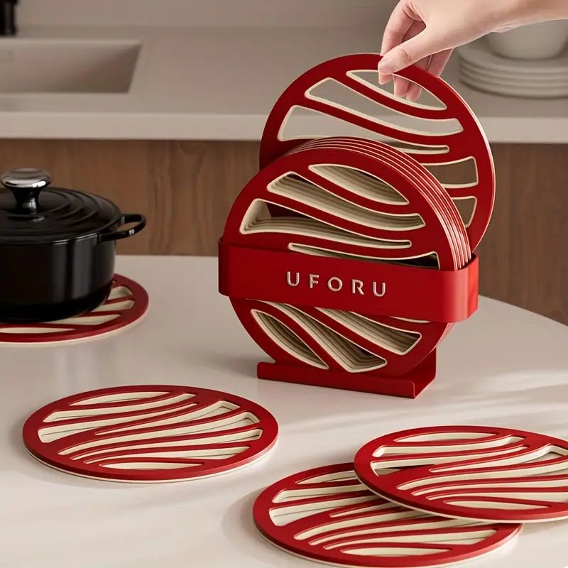 6'lı Çift Katman Silikon Kaymaz Tencere Altlığı Isıya Dayanıklı - MAKKA