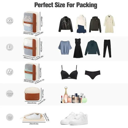 6'lı Lüks Seyahat Paketleme Çantası Seti Yer Tasarruflu Sıkıştırmalı - MAKKA