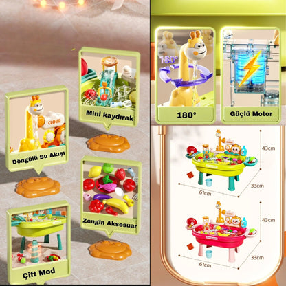 7 Litre Döngülü Su Oyun Masası ve Aksesuarlı Mutfak Seti - MAKKA