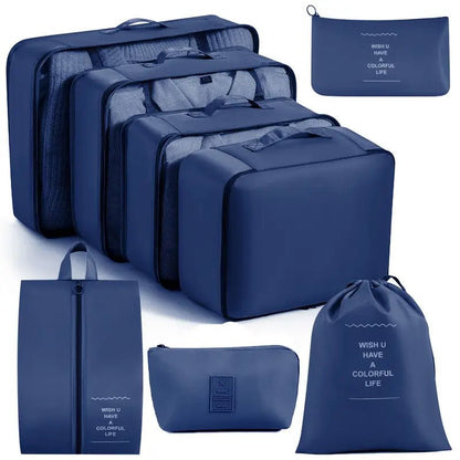 8 Parçalı Seyahat Organizatör Seti Dijital Tuvalet ve Kozmetik Çantaları - MAKKA