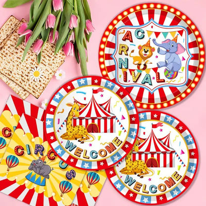 80 Parça Sirk Temalı Parti Sofra Takımı 20 Tabak - MAKKA