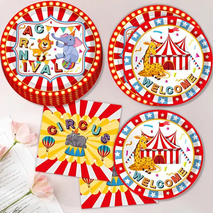 80 Parça Sirk Temalı Parti Sofra Takımı 20 Tabak - MAKKA