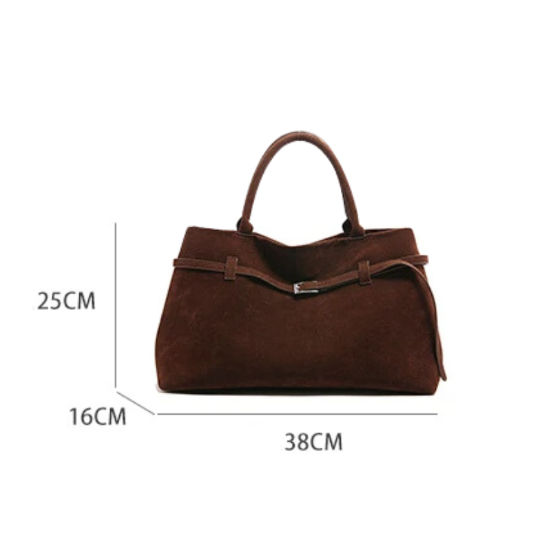 Oak Curve Süet Omuz Çantası Şık Kavisli Tasarım Yumuşak