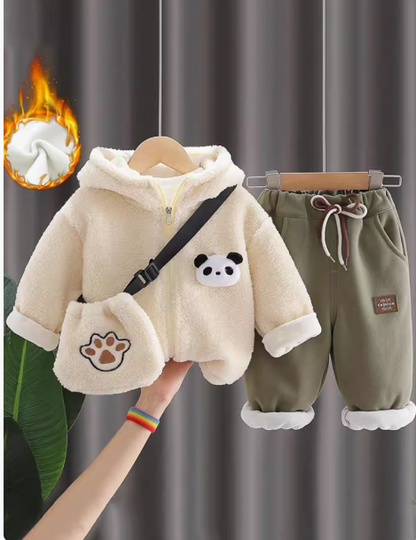 Çanta Dahil Ayıcık Desenli Unisex Çocuk Takımı 1-5 Yaş