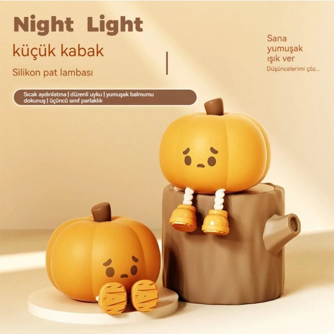 Sevimli Silikon Balkabağı USB Şarjlı LED Gece Lambası - MAKKA