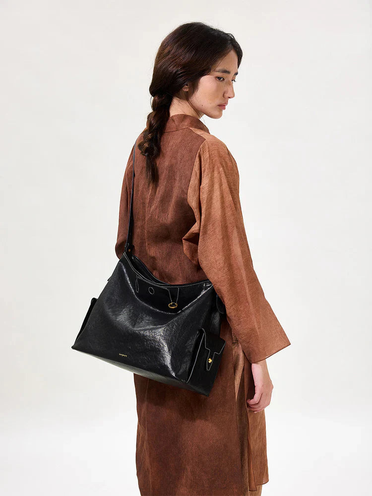 Büyük Siena Hobo Vintage Süet Omuz Çantası Ayarlanabilir Askılı