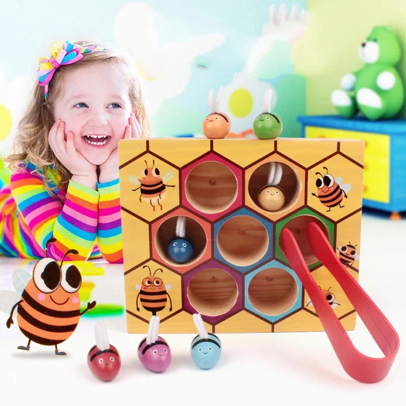 Montessori Ahşap Arı Kutusu Çocuklar İçin Eğitici Bulmaca Oyuncak - MAKKA