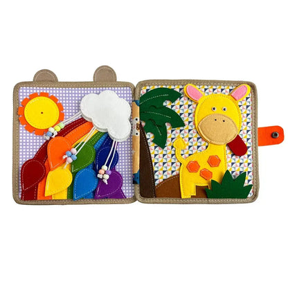 Renkli Zürafa Keçe Eğitici Kitap Montessori Dokunarak Öğrenme Oyuncağı - MAKKA