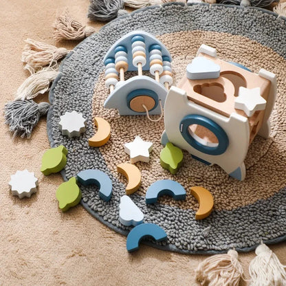 Montessori Ahşap Roket Eğitici Oyuncak - Motor Beceri ve Sayma - MAKKA