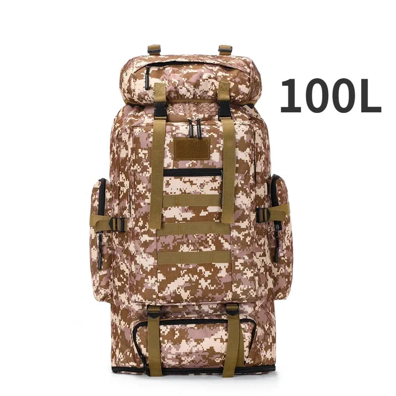 80/100L Dağcı Taktik Sırt Çantası Kamuflaj Çok Bölmeli Dayanıklı - MAKKA