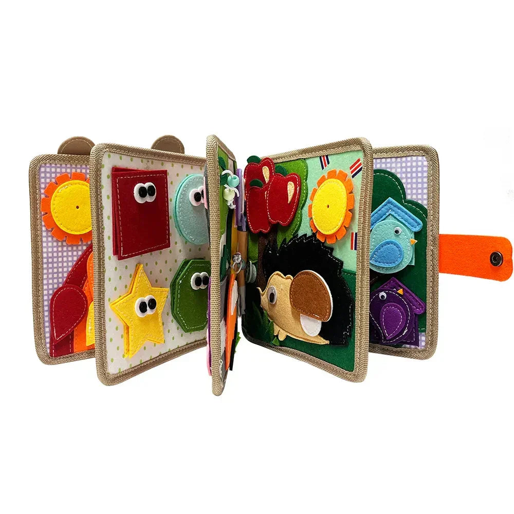 Renkli Zürafa Keçe Eğitici Kitap Montessori Dokunarak Öğrenme Oyuncağı - MAKKA