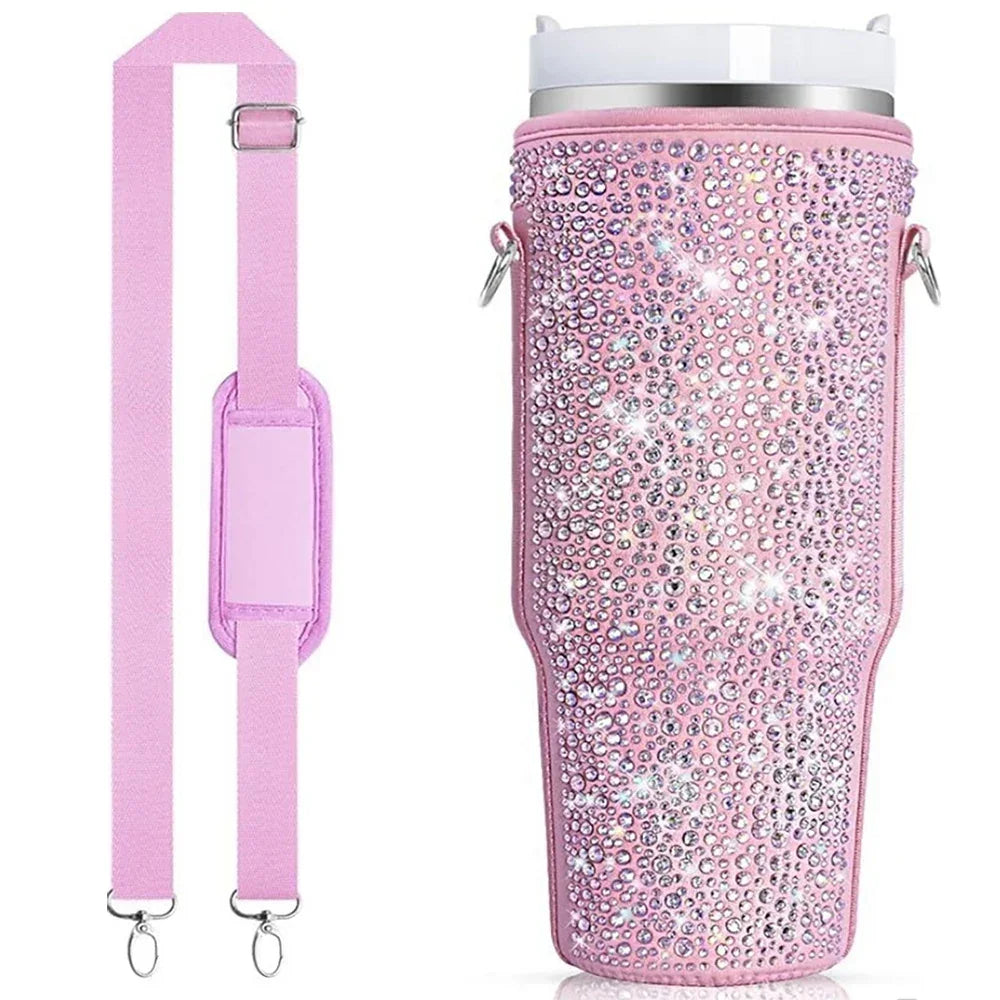 Stanley Taşınabilir Termos Çantası Parlak Taşlı Desenli 40oz Su Şişesi Tutucu - MAKKA