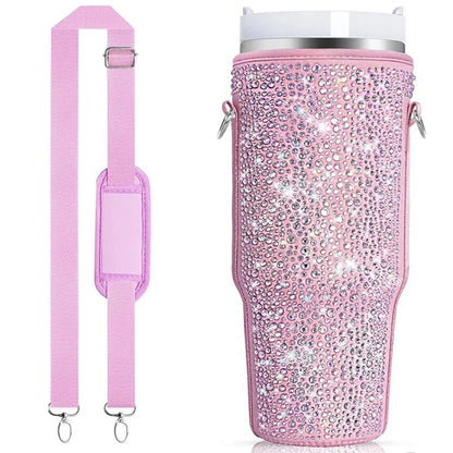 Stanley Taşınabilir Termos Çantası Parlak Taşlı Desenli 40oz Su Şişesi Tutucu - MAKKA