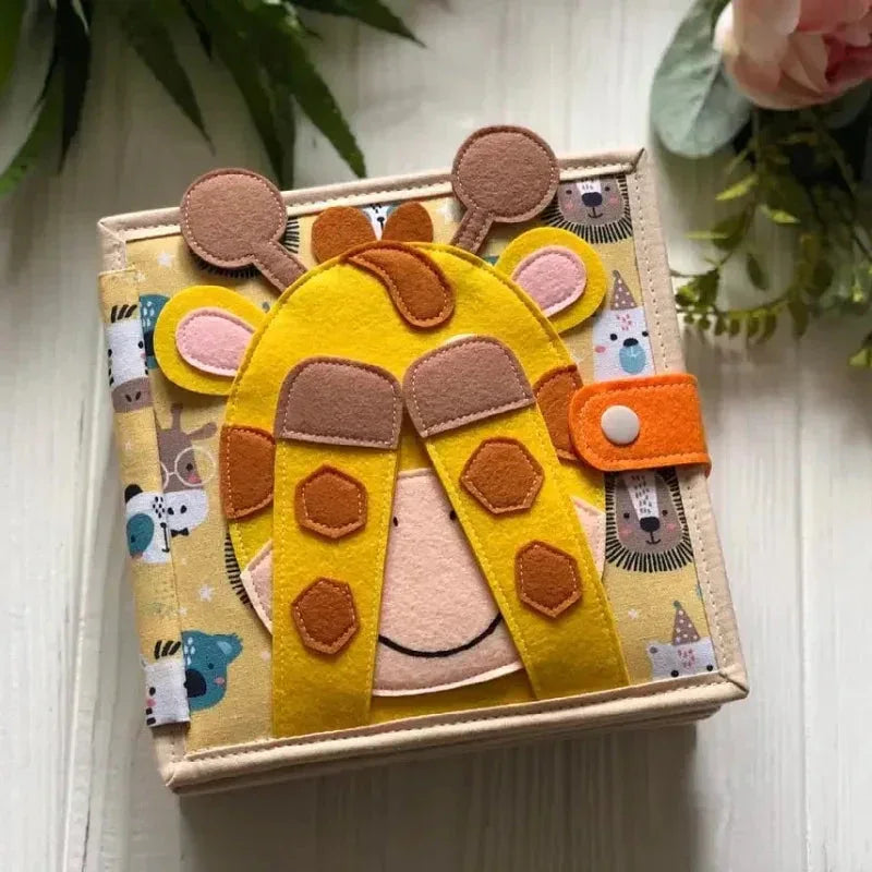 Renkli Zürafa Keçe Eğitici Kitap Montessori Dokunarak Öğrenme Oyuncağı - MAKKA
