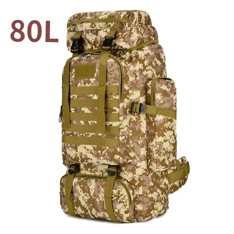 80/100L Dağcı Taktik Sırt Çantası Kamuflaj Çok Bölmeli Dayanıklı - MAKKA