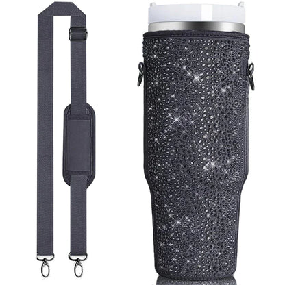Stanley Taşınabilir Termos Çantası Parlak Taşlı Desenli 40oz Su Şişesi Tutucu - MAKKA
