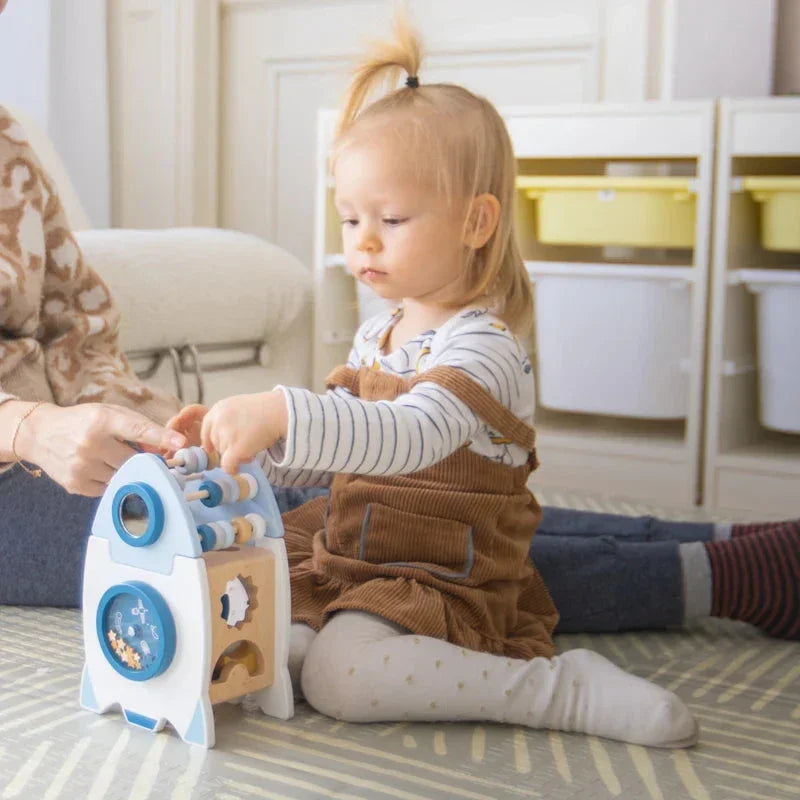Montessori Ahşap Roket Eğitici Oyuncak - Motor Beceri ve Sayma - MAKKA
