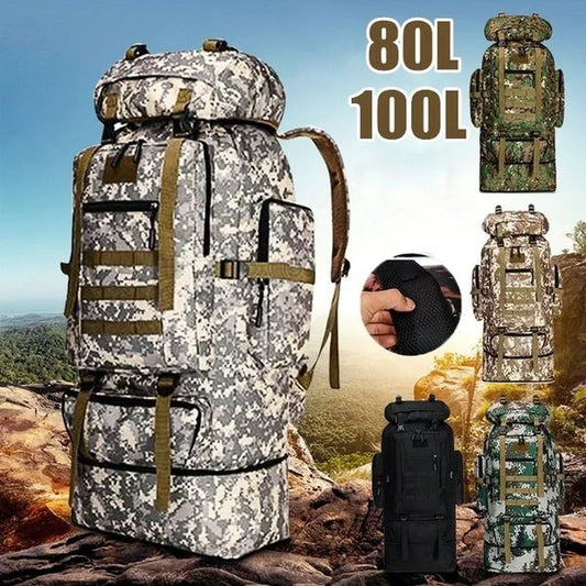 80/100L Dağcı Taktik Sırt Çantası Kamuflaj Çok Bölmeli Dayanıklı - MAKKA