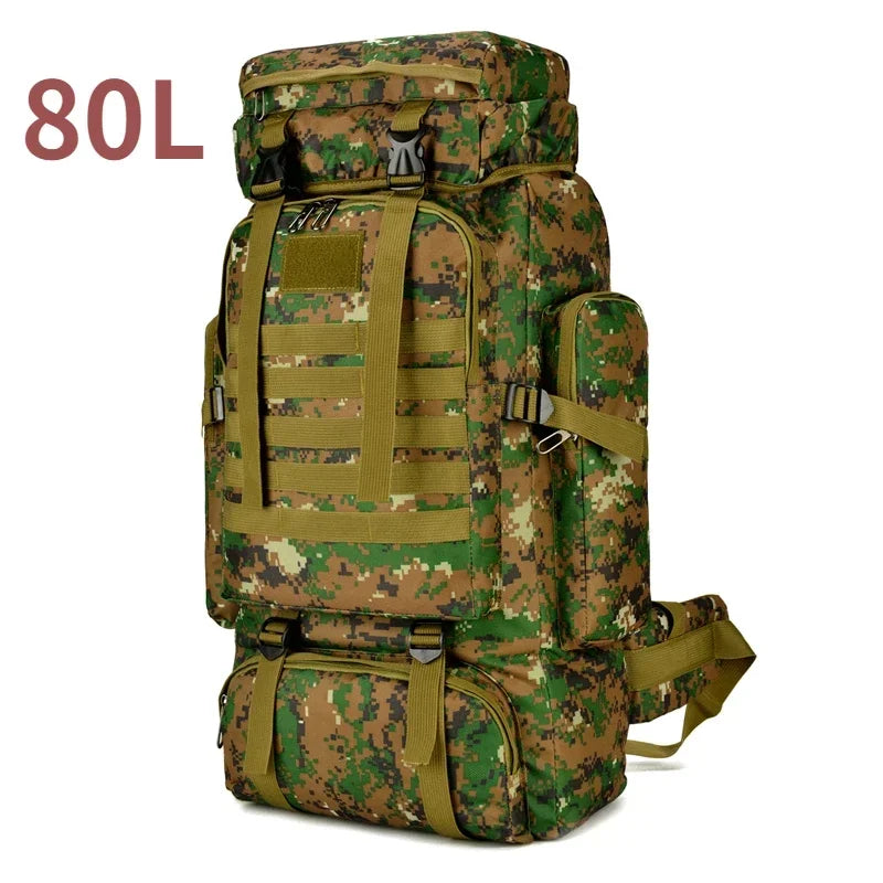 80/100L Dağcı Taktik Sırt Çantası Kamuflaj Çok Bölmeli Dayanıklı - MAKKA