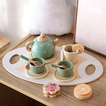 Montessori Ahşap Çay Seti Eğitici Oyuncak Doğal El Yapımı - MAKKA