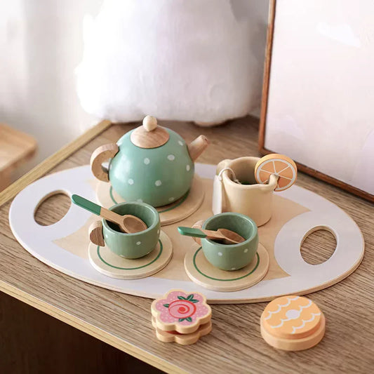 Montessori Ahşap Çay Seti Eğitici Oyuncak Doğal El Yapımı - MAKKA
