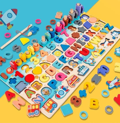 Montessori Ahşap Eğitici Oyuncak - Sayı Şekil Eşleştirme Seti - MAKKA