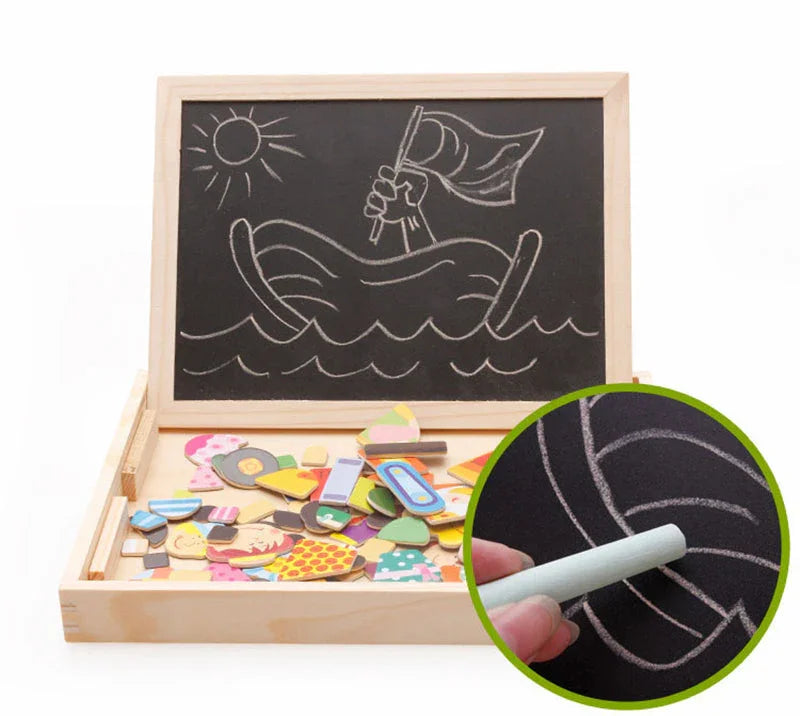 Montessori Manyetik Hayvan Bulmacalı Eğitici Çizim Tahtası Kalemli - MAKKA
