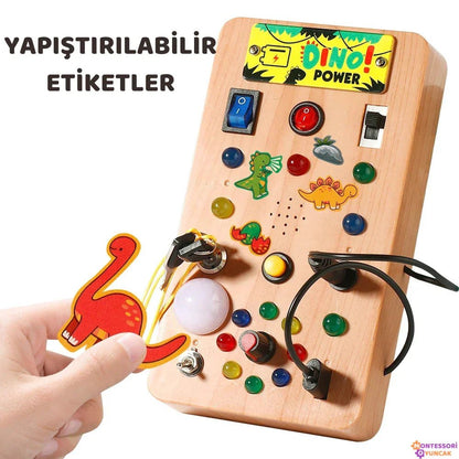 Ahşap Dino Keşif Panosu Montessori Etkileşimli Motor Beceri Tahtası - MAKKA
