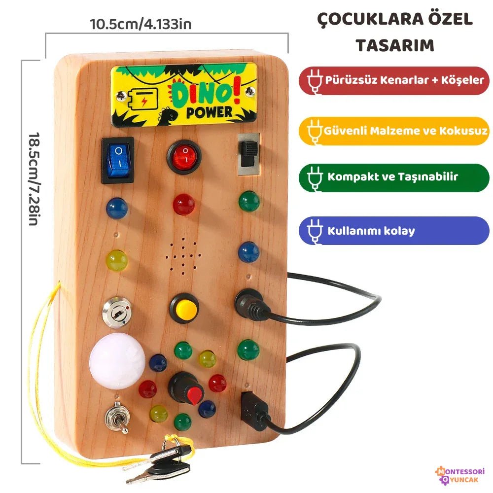 Ahşap Dino Keşif Panosu Montessori Etkileşimli Motor Beceri Tahtası - MAKKA
