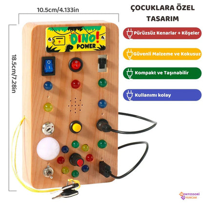 Ahşap Dino Keşif Panosu Montessori Etkileşimli Motor Beceri Tahtası - MAKKA