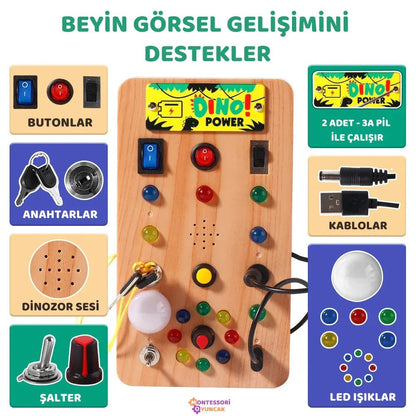 Ahşap Dino Keşif Panosu Montessori Etkileşimli Motor Beceri Tahtası - MAKKA