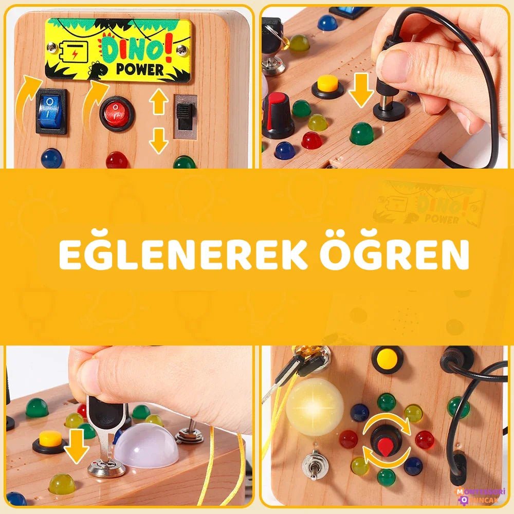 Ahşap Dino Keşif Panosu Montessori Etkileşimli Motor Beceri Tahtası - MAKKA