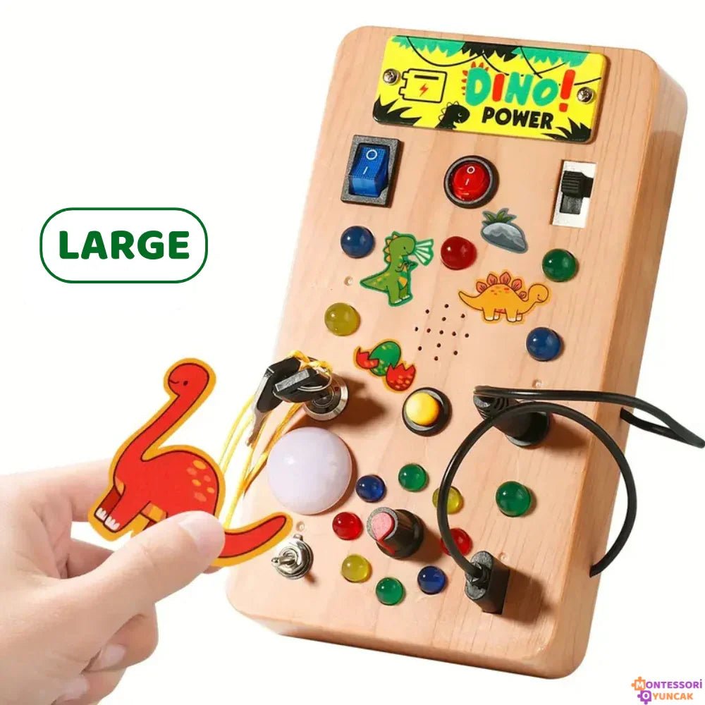 Ahşap Dino Keşif Panosu Montessori Etkileşimli Motor Beceri Tahtası - MAKKA