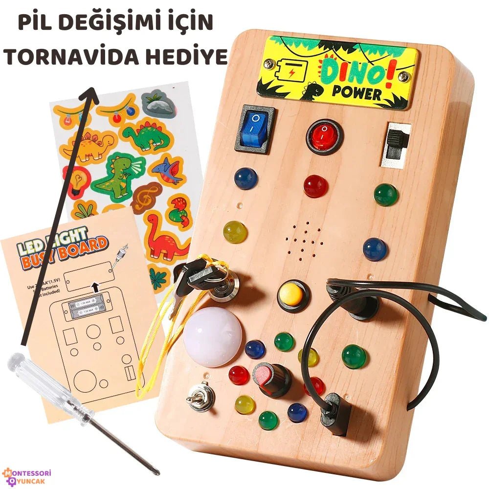 Ahşap Dino Keşif Panosu Montessori Etkileşimli Motor Beceri Tahtası - MAKKA