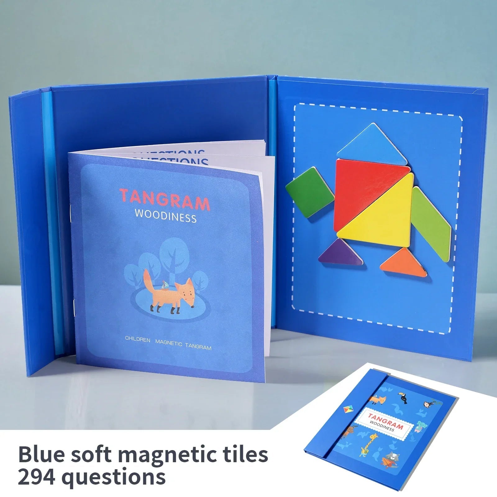Ahşap Manyetik Tangram Yapboz Kitabı Montessori Taşınabilir Eğitici Oyuncak - MAKKA